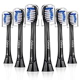Cellena Replacement Toothbrush Heads - Compatible with Sonicare 5100 Gum Health, fits Diamond Pritective Easy Clean HealthyWhite 2/3 Series Brush Model, 6 Pack Black