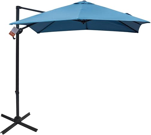Sundale Outdoor 8 2ft Square Sunbrella Fabric Offset Hanging Umbrella Market Patio Umbrella Aluminum Cantilever Pole With Crank Lift Corss Frame 360 Rotation For Garden Deck Backyard Sky Blue Amazon Co Uk Garden Outdoors