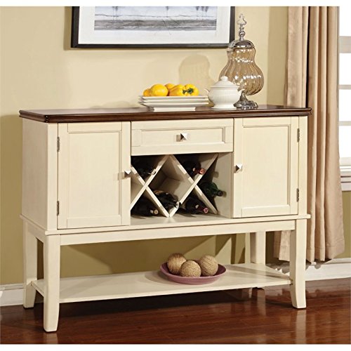 Furniture of America Delila Wood Wine Rack Sideboard in Vintage White
