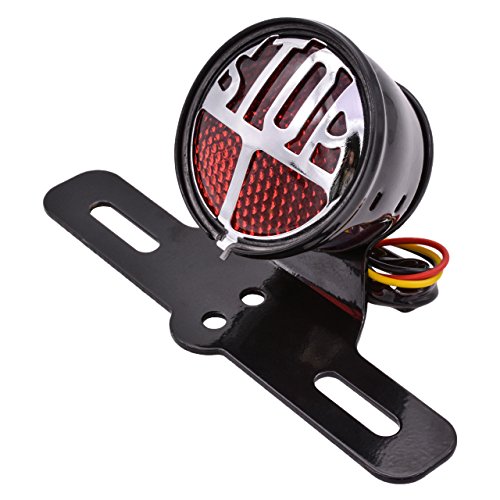 TUINCYN Motorcycle Tail Brake Light with License Plate Bracket Motorbike Runing and Stop Indicator bulb Light for Harley Rear Lights Moto Tail Brake Stop Light Cafe Racer 12V 10W - Thumbnail 6