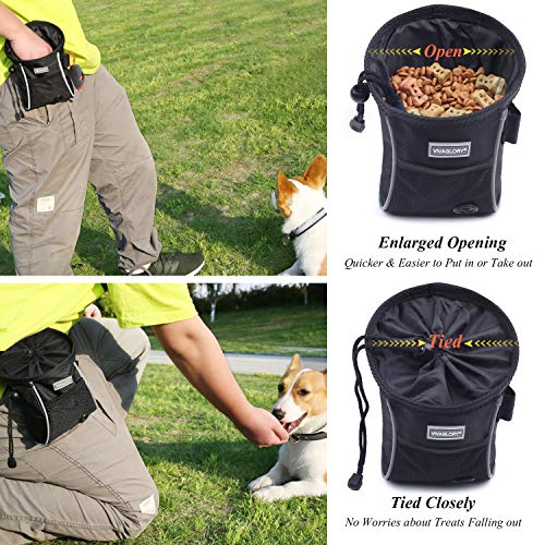 Vivaglory Sports Style Dog Treat Bag, Enlarged Opening Dog Training Treat Bag with Detachable