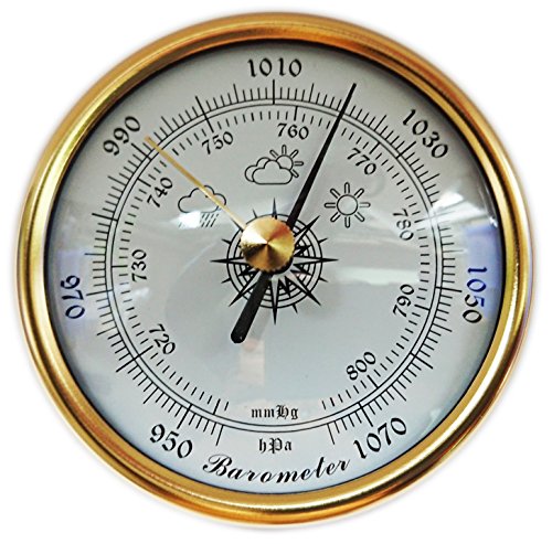 Actopus Dia. 2.83" Atmospheric Air Pressure Barometer Gold Color - Thumbnail 3