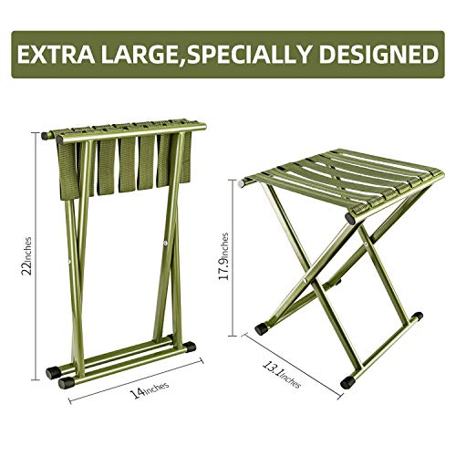 image for E-jades Folding Stool Camp Stools, Extra Wide 17.9 in Height, 650 lb C