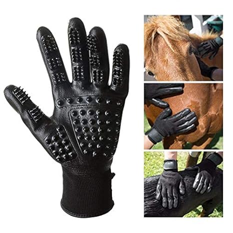 Teamwin 1 Paar Haustier-Fellpflegehandschuhe, für Linkshänder, Massagewerkzeug, 5 Finger, Gummi