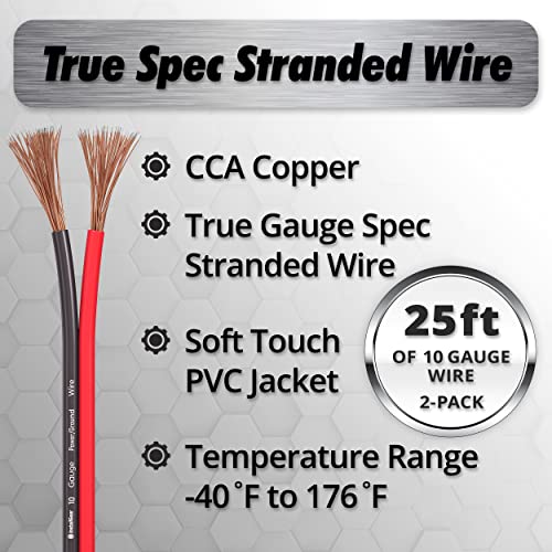 InstallGear 10 Gauge Wire (50ft) Copper Clad Aluminum CAA Primary