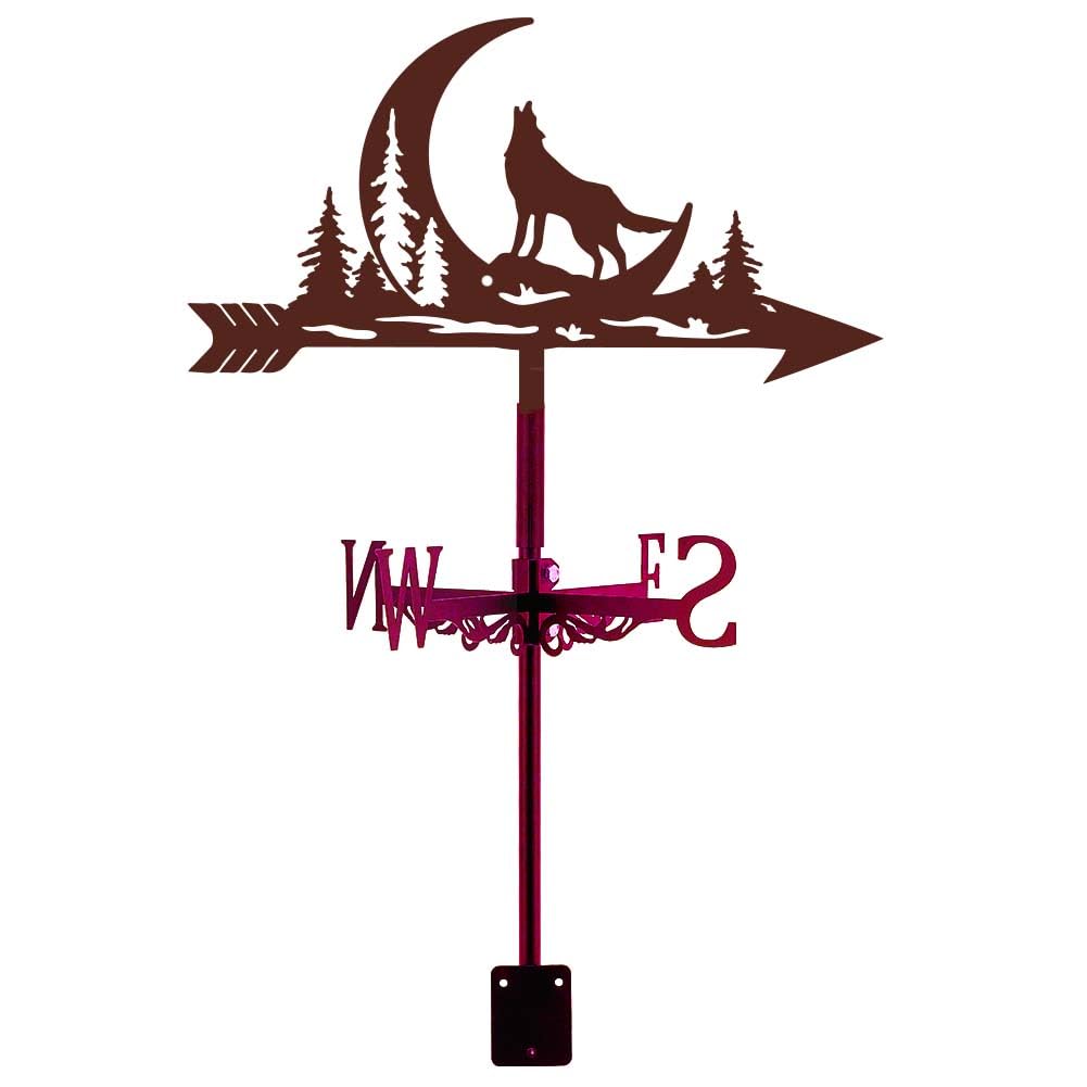 SUPERDANT Wolf Moon Weather Vane Vintage Metal Weathervane Forest Wolf Garden Art Decor Wind Vanes Roof Wind Direction for Yard Outdoor Farm Barn Sheds Patio Decoration