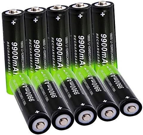 10 X 18650 Rechargeable Batteries(Button Top),9900mAh 3.7V Li-ion Batteries (10-pack) for Led Flashlight Headlamp