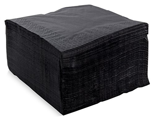 MORIGAMI SER42204960 Tovagliolo 40x40, 2 strati, piega 1/4, 100 tovaglioli, 2 strati liscio con mantovana, nero