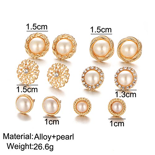 Shining Diva Fashion Combo Of 6 Stylish Pearl Stud Earrings For Women's And Girls (White) (Cmb260) 2 Shining Diva Fashion Combo Of 6 Stylish Pearl Stud Earrings For Women's And Girls (White) (Cmb260) - Image 2