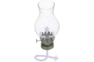 FOMIYES Vintage Kerosene Lamp Replacement Set with Adjustable Metal Wick Burner and Glass Shade, Indoor Oil