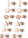 Hestya 6 Pairs Heart Triangle Rectangle Circle Frosted Circle Sphere Plated Stud Earrings Mini Bar Earring for Women Girls (Rose Gold)