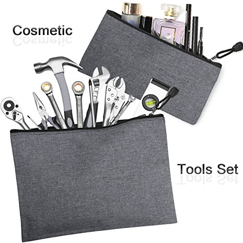 ADVcer 5 Pack Canvas Zipper Tool Bag Set - 5 Sizes B4 A4 B5 A5 B6, Heavy Duty Waterproof Multipurpose Utility Multi Tool Storage Pouch Case for Organizing & Sorting Household Tools, Spare Parts (Gray)