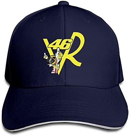 Fashion Valentino Rossi Moto Racing Adjustable Custom Sandwich Caps Navy