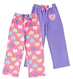 St Eve Girl's Microfleece Sleep Pant by Komar Kids, 2-Pack, Purple Hearts