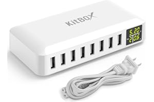 USB Charger Block, 40W 8-Port Charging Station Support Smart LED Display Fast Phone Charger Multiport USB Power Bar for iPhon