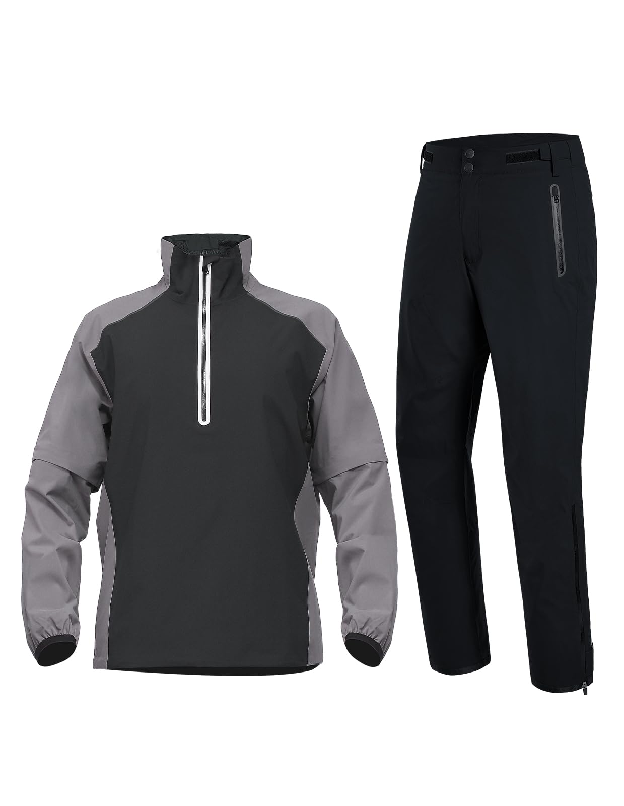 Photo 1 of (pants only) fit space Waterproof Golf Rain Suits for Men Performance Rain Jackets and Pants for All Sports (Gray Half-zip, Large)