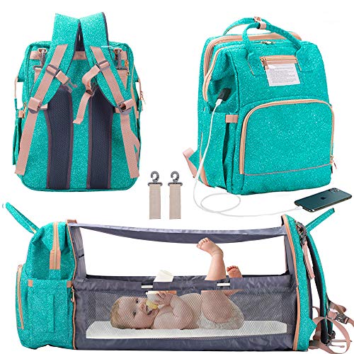 3 in 1 Diaper Bag Backpack with Changing Station, Foldable Baby Travel