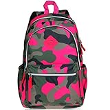 Vbiger Girl's & Boy's Backpack for Middle School Cute Bookbag Outdoor Daypack (Rose Red(camouflage))