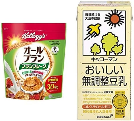 Amazon セット買い トクホ ケロッグ ブランフレーク プレーン 250g 6袋 キッコーマン飲料 おいしい無調整豆乳 1l 6本 ケロッグ 食品 飲料 お酒 通販