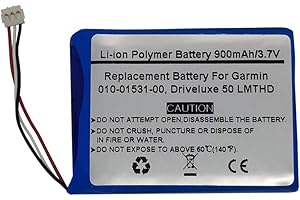 Starnovo 3.7V/900mAh Replace GPS Navigator Battery for Garmi n 010-01531-00, Driveluxe 50 LMTHD，361-00056-21