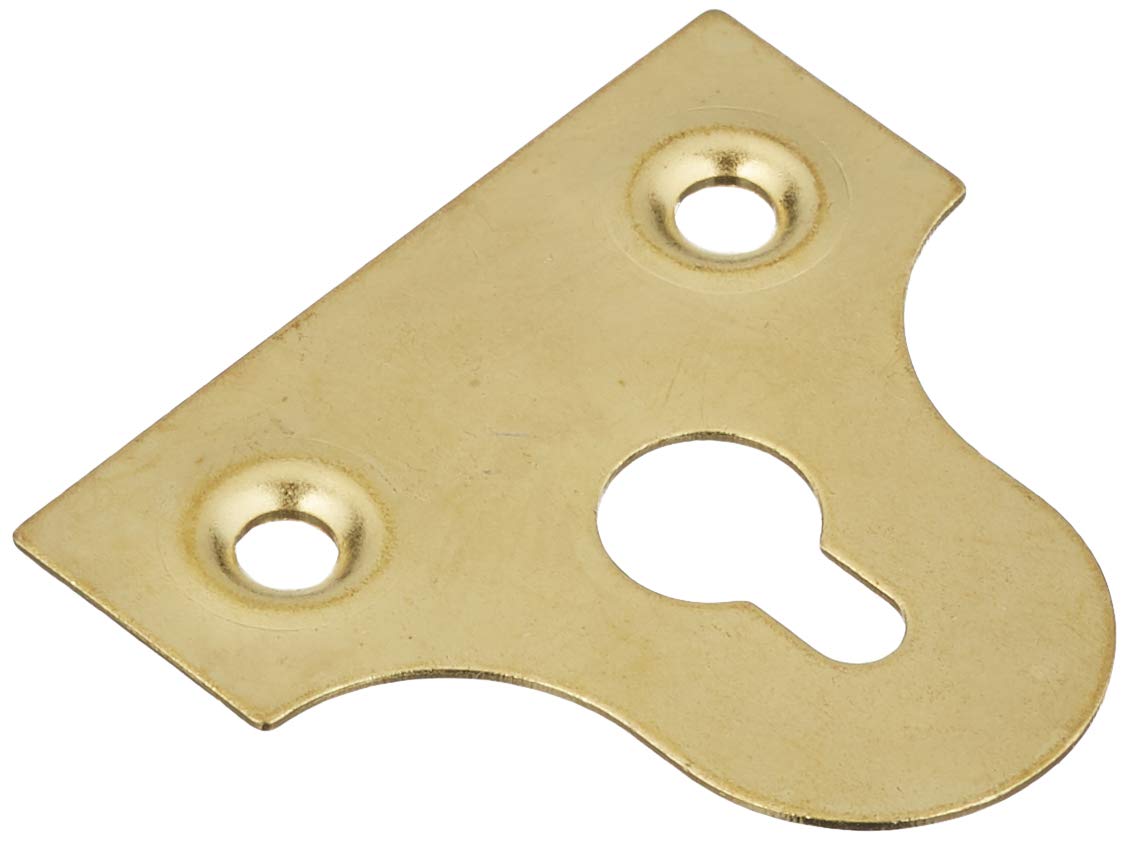 Merriway BH02758 (10 Pcs) Slotted Glass Mirror Picture Hanging Plate, 50 mm (2 Inch), Brass Plated - Pack of 10 Pieces