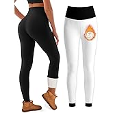 Bluemaple Fleece Lined Leggings Women High Waisted Tummy Control Thermal Warm Workout Hiking Yoga Pants for Cold Winter