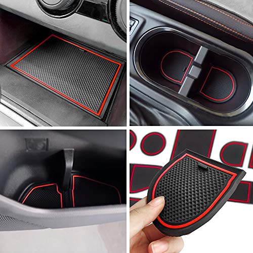 Auovo Anti-dust Door Mats for 2018 2019 2020 Subaru Crosstrek and Impreza Gate Door Liners Inserts Cup Console Mats Interior Accessories (Pack of 14) (Red)