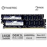 Timetec Hynix IC 16GB Kit (2x8GB) DDR3L 1600MHz PC3L-12800 Non ECC Unbuffered 1.35V/1.5V CL11 2Rx8 Dual Rank 240 Pin UDIMM Desktop Memory Ram Module Upgrade (16GB Kit (2x8GB))