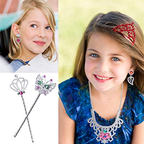 image for Hicdaw 70 Pcs Princess Pretend Jewelry Toy Princess Tiara Girls Dress 