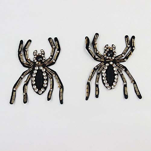 Rhinestone Spider Beaded Patch for Clothing Sewing on Beading Applique Shirt Shoes Bags Apparel DIY Decoration Patches(2pcs)