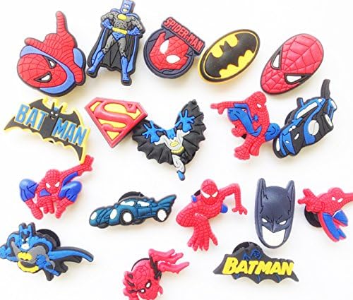 10 Pcs Set Batman and Spiderman Random Choose Style for Shoe Charms for Croc Shoes &amp; Wristband Bracelet