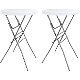 Byliable Mesa de cóctel plegable de 28 pulgadas, barra redonda de altura | Diseño plegable con patas extraíbles, mesa de poli