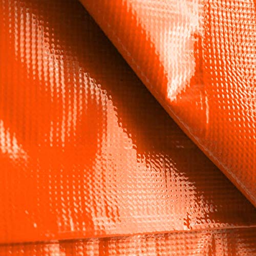 8-Foot by 10-Foot Multi-Purpose 100% Waterproof Orange Heavy Duty PVC Vinyl Tarp Cover 12 Mil Thickness for Inflatables, Tents, and Weather Protection - Thumbnail 3