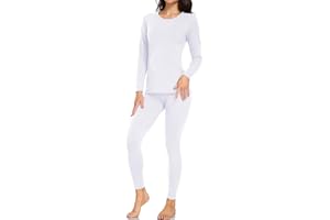 wirarpa Women's Thermal Underwear Sets Cotton Base Layer Set Lightweight Long Sleeve Top & Pajama Bottoms