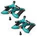 (2 Pack) Plemo Lawn Sprinklers, Automatic 360 Rotating Sprinklers for Garden, Adjustable Irrigation System with Three Arm and Metal Weighted Base, Brass Water Outlet