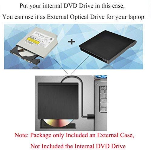 image for Baijixin External USB 3.0 Enclosure Case for Slim 9.5mm SATA Optical C