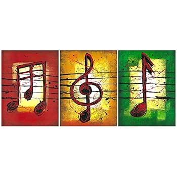 GEVES Rustic Music Notes Wall Decor Giclee Print Canvas Paintings Modern Wall Art for Living Room Bedroom Classroom Decoration Pictures Posters Framed Ready to Hang Home Decor