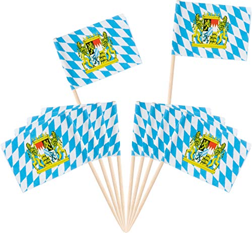 image for Juvale Oktoberfest Cocktail Picks - 200-Pack Disposable Bavarian Flag 