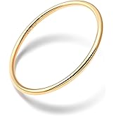 NVWAROCK 4mm 14K Gold Plated Bracelet | Glossy Stackable Minimalism Bangle Bracelet for Women | Solid Plain Round Twisted Flat Polished Bracelet Best Gifts for Love (Gold and Silver)
