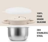 PandaEar Stainless Steel Snack Cups with Silicone Lids Pack of 2 Beige & Sage view 4
