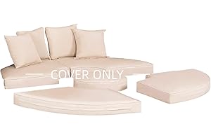 FSJITF Outdoor Round sunbed Cushion Cover, 66” Patio Round daybed Replacement Cushions Cover Weatherproof, Please Measure The Size Before Buying, [Padded Foam and Pillow not Included]