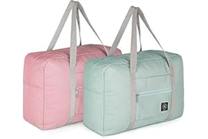 LCHKREP 2 Pack Foldable Travel Duffel Bag for Airlines Carry on Bag Weekender Overnight Hospital Tote Bag Gym Bag with Toiletry Bag Overnight Bag,Women