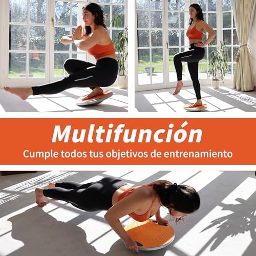 Tabla de Equilibrio, Almohadilla de Equilibrio con Asas, Extra Grande Ø 42cm, Máx. 200 kg, Entrenador de Equilibrio, Balance Board Fitness Adultos y Niños