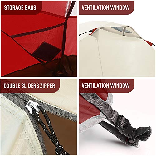 Forceatt Camping Tent, 2 Person Tent, Ultralight Tent for 3-4 Seasons, Waterproof and Windproof, Easy to Install, Suitable for Outdoor Sports such as Tourism, Camping, Trekking
