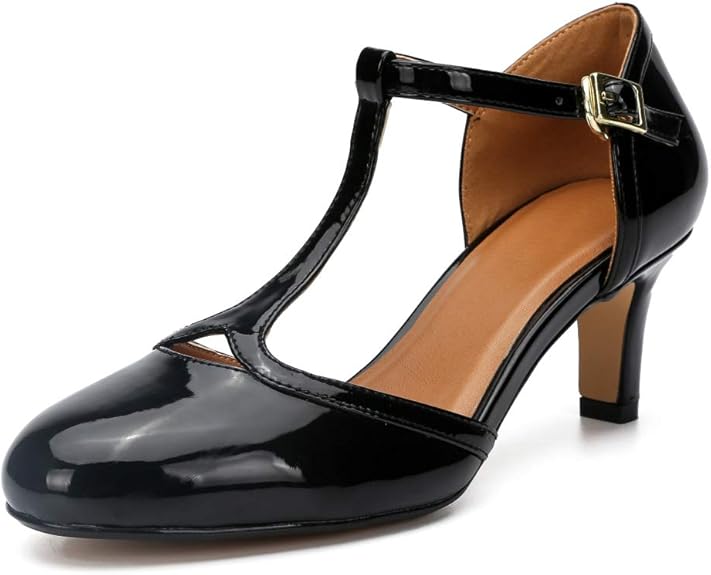 Women’s Mary Jane Kitten Heels TStrap D'Orsay Court Shoes Closed Round