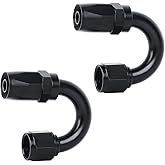 LokoCar 6AN Hose End Fitting 180 Degree Swivel For CPE Braided Hose Black 2Pcs