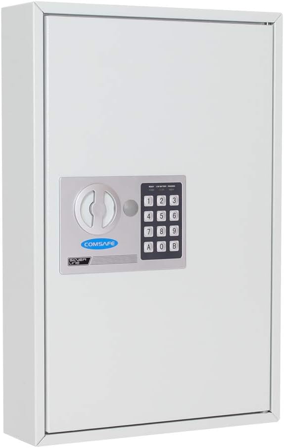 Rottner Key Cabinet S 64 with electronic lock, includes 64 key tags, adjustable hook strip, and mounting materials