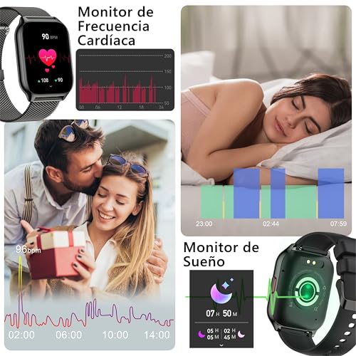 ZOSKVEE Smart Watch Women Men, [Two Straps] Bluetooth Call, 2 Inch Sports Smartwatch with Blood Pressure, 100+ Sports, Heart Rate, DIY Dials, for iOS Android