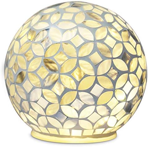 Glass Ball Night Light, Handmade Mosaic Glass Table Light, c Touch Control, Battery Powered, Wireless for Portable Moving, Warm White Lightness Great for Baby, Child, Moms
