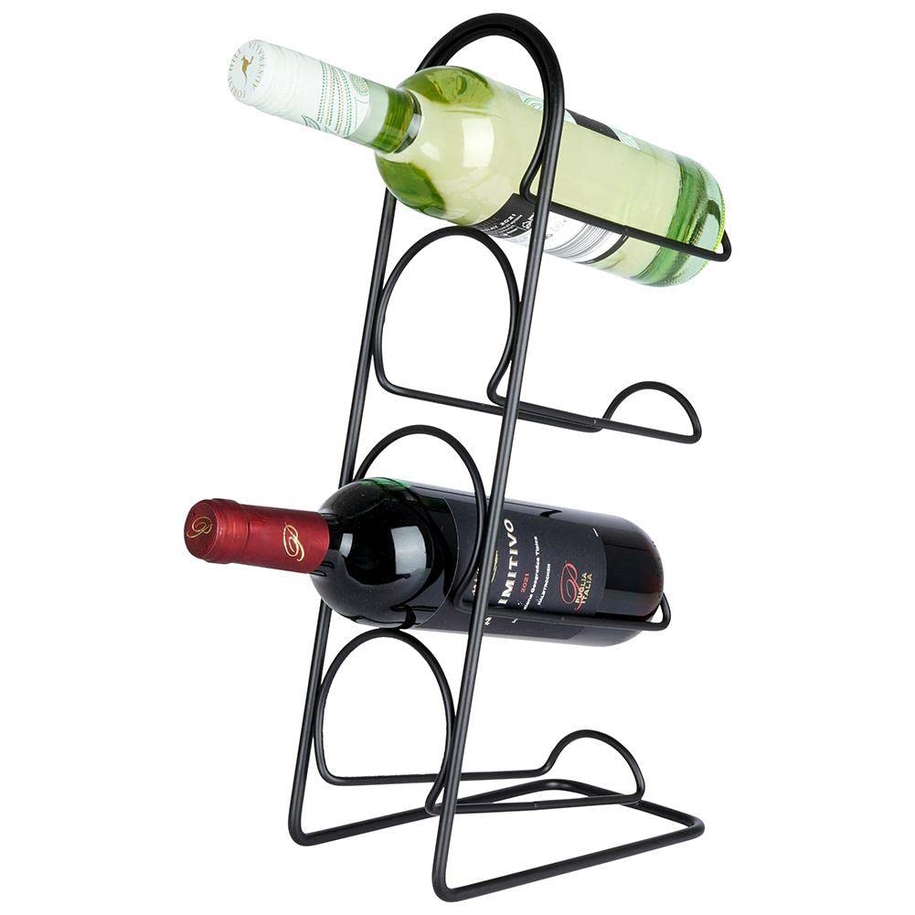 Vilde Metal Wine Rack for 4 Bottles 21 x 12 x 43 cm Black